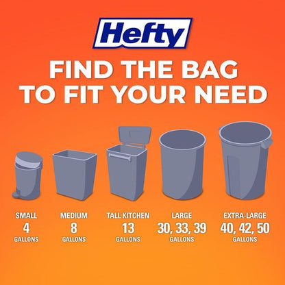 Hefty Small Garbage Bags - Unscented 4 Gallon Size | 34 Count for Easy Waste Disposal