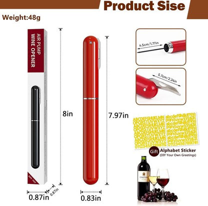 Air Pressure Wine Bottle Opener - NUCOKRS Special Pen Shape Design Corkscrew with Foil Cutter 3-7 Times to Open Green Red
