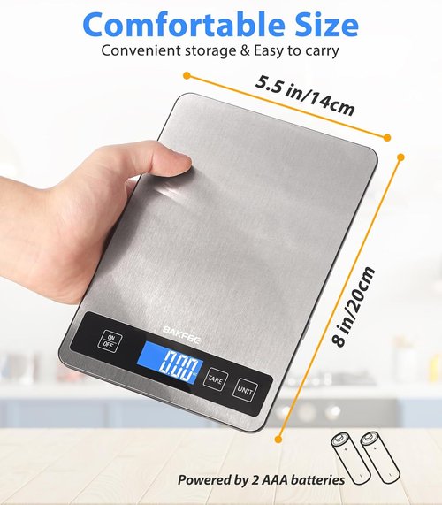 Food Scale - Skiennix 15kg/33lb Digital Kitchen Scale with LCD Display & Tare Function | Easy Clean Stainless Steel, Black