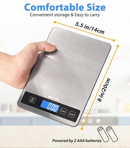 Food Scale - Skiennix 15kg/33lb Digital Kitchen Scale with LCD Display & Tare Function | Easy Clean Stainless Steel, Black