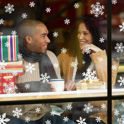 LUDILO Christmas Window Clings - 135 Pcs Snowflake Static Decals for Holiday Decorations