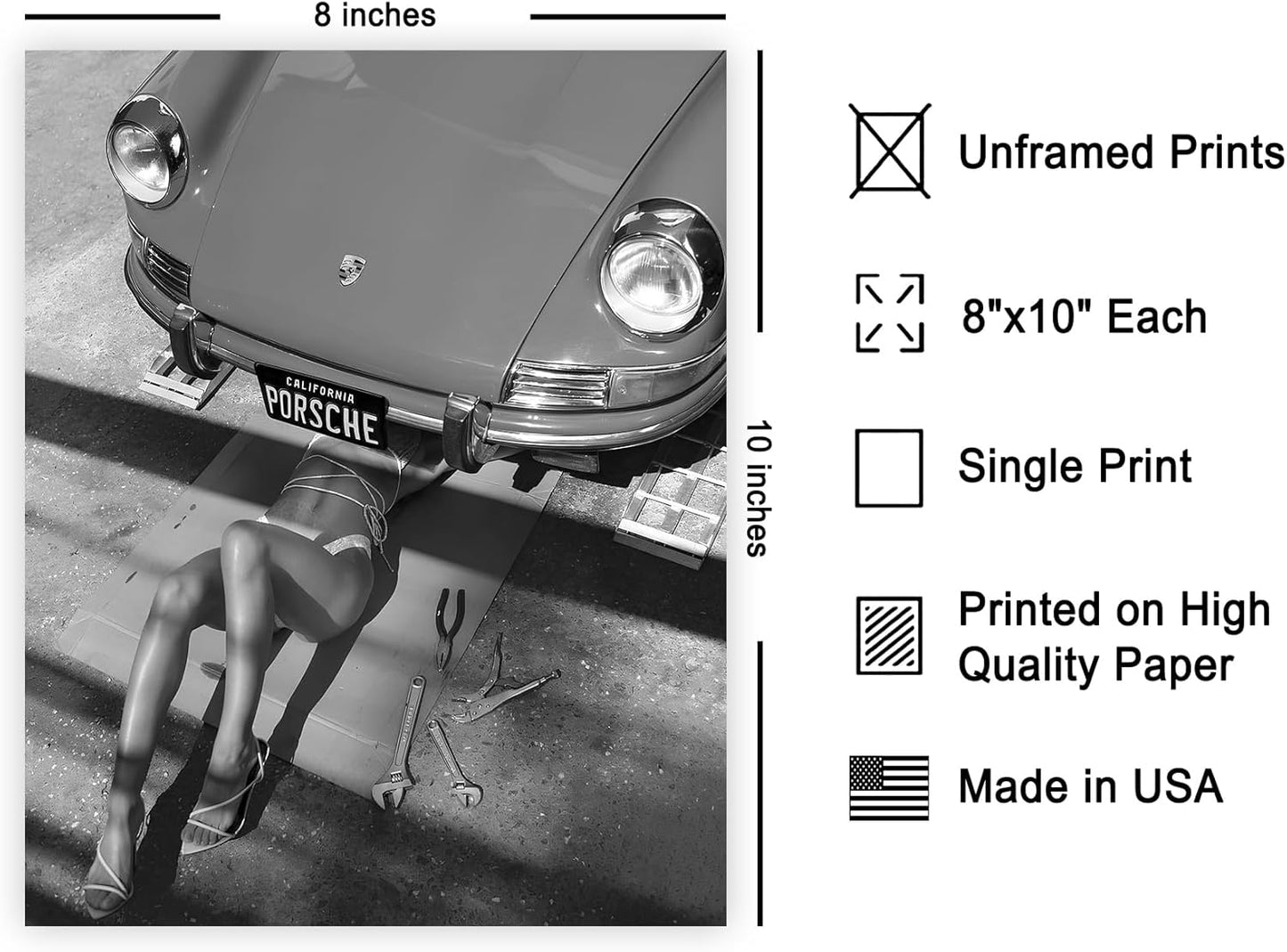 Poster Master Classic Car Poster - Sexy Mechanic Print for Car Enthusiasts - 8x10 Unframed Wall Art