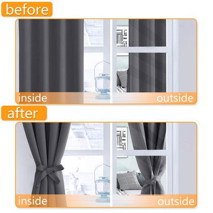 Hiasan Grommet Blackout Curtains for Bedroom, 42 x 63 Inches Length - Thermal Insulated & Light Blocking Window Curtains for Living Room, 2 Drape Panels Sewn with Tiebacks, Dark Grey