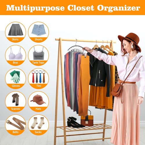 Legging Organizer | Skiennix Pants Hangers with Clips - Holds 20 Leggings, Space-Saving Design (Black)