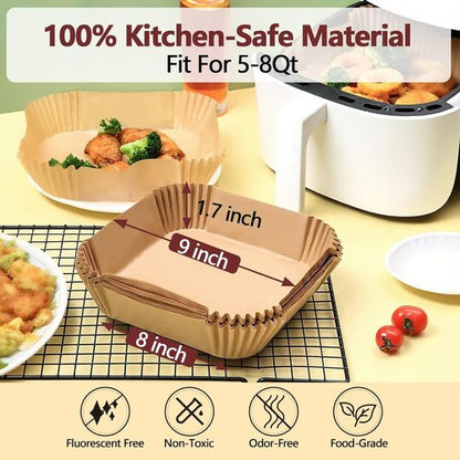 9 Inch Air Fryer Liners by [Brand Name] - 125PCS Heat Resistant Non-Stick Parchment Paper for Baking & Roasting