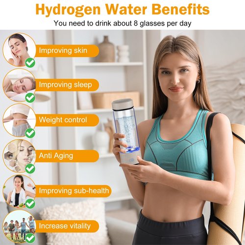 Hydrogen Water Bottle, Hydrogen Water Generator with Advanced SPE PEM Technology, High-Efficiency Portable 420ml Water Ionizer for Office, Travel, Fitness & Everyday Hydration