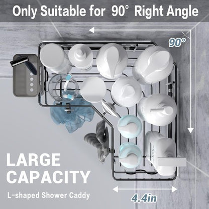 AKTECKE Corner Shower Caddy - 2 Pack Adhesive Organizer Shelves | No-Drill Stainless Steel Storage Rack for 90° Corners