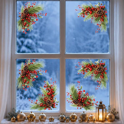 Christmas Window Clings - Ornament 3, Static Reusable Décor for Glass Doors & Windows