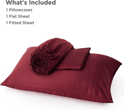 Bedsure Cooling Sheets - Twin XL Bamboo Rayon | Breathable & Soft Hotel Luxury Bedding, Burgundy