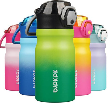 BJPKPK 14oz Insulated Water Bottle - Stainless Steel, BPA-Free, Leak-Proof with Straw | Bamboo Grove Design