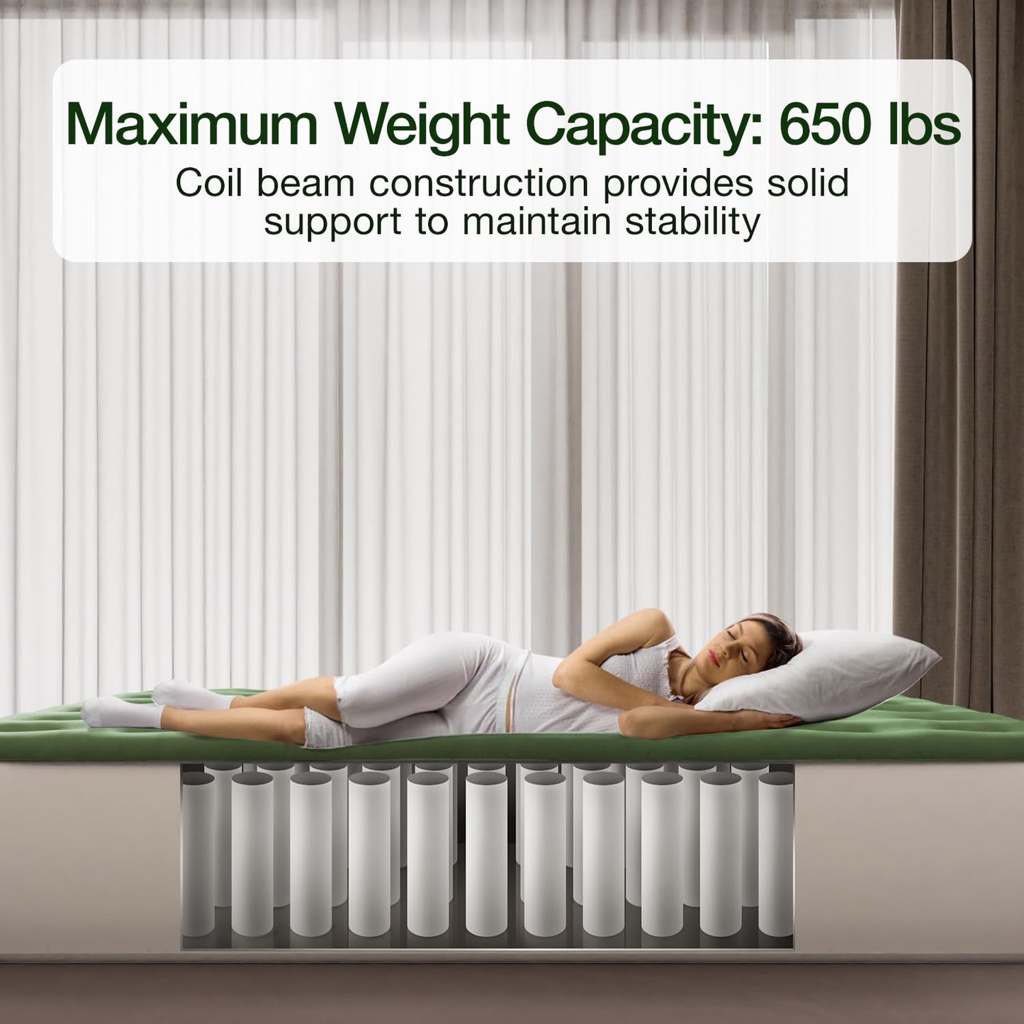 Zearna Air Mattress Queen with Built in Pump - Upgraded Blow Up Bed, 2 Mins Quick Self Inflatable, 13"/650lbs Max, All Night No Lost Air, Strong Support, for Camping,Home,Guests,Portable Travel