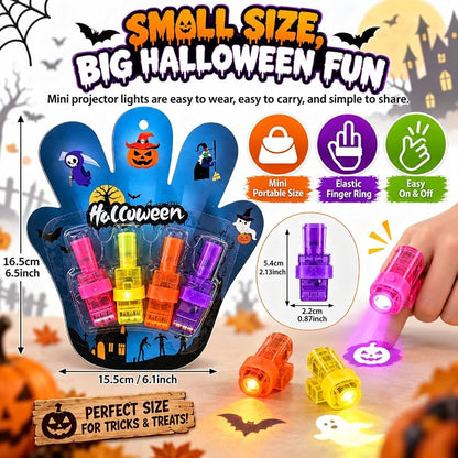 Halloween Finger Projector Light - Mini LED Pattern Projection (Blue, 8)