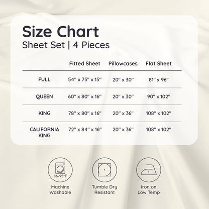 Bambaw 100% Viscose Derived from Bamboo Sheets Queen Size Deep Pocket Set – 4pcs Hotel Luxury Bed Sheets Set, Fits Up to 16'' with Elastic Corner Straps, Ultra Soft Cooling Sheets Queen Size (White)