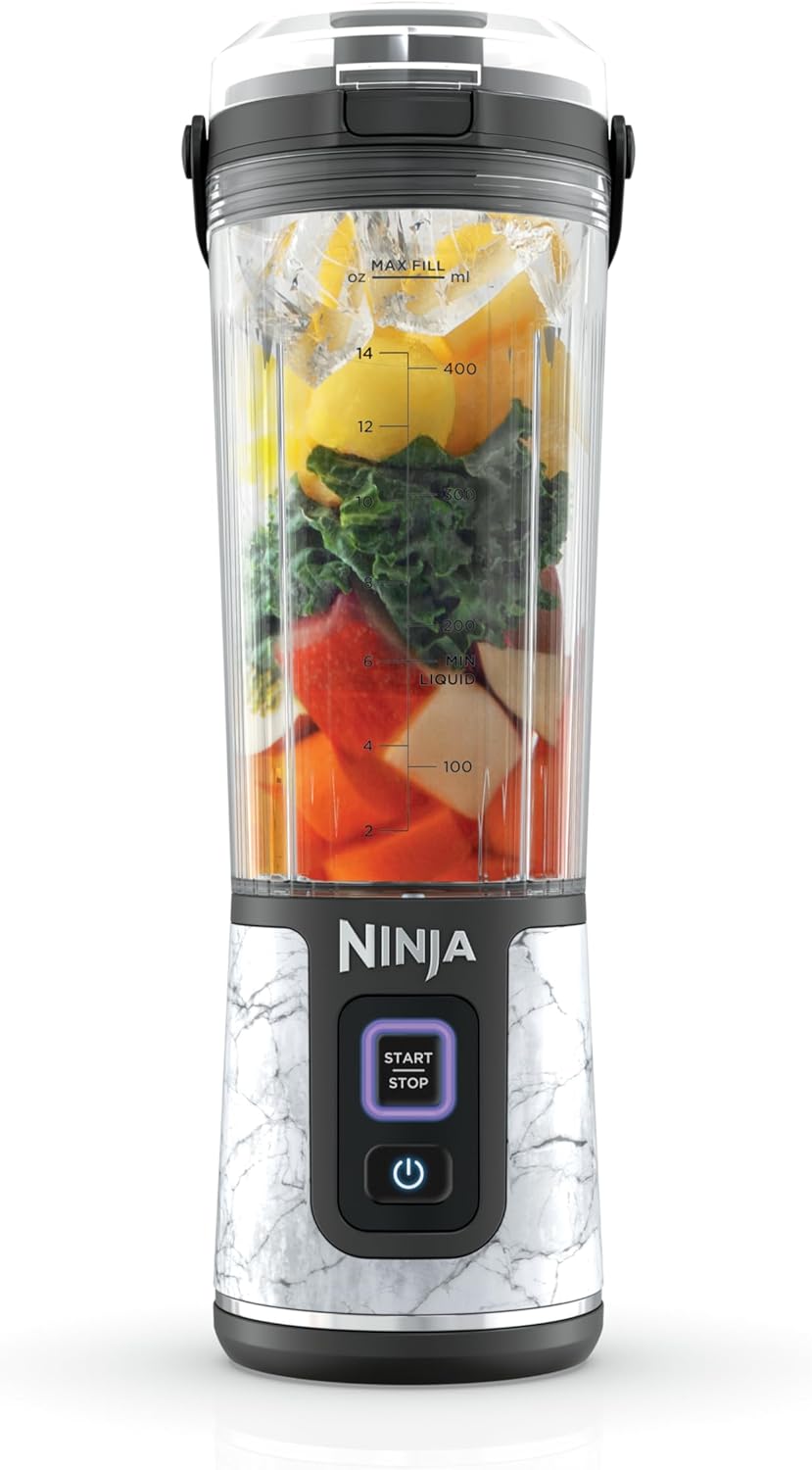 Ninja Blast Portable Blender - Cordless 18oz Personal Blender for Shakes & Smoothies | BPA-Free, USB-C Rechargeable, Marble White