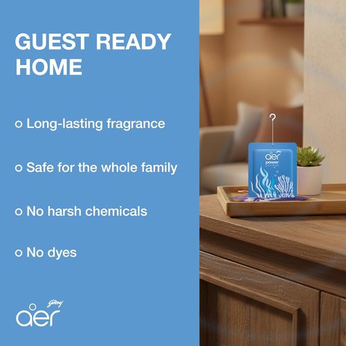 Godrej Aer Power Pocket Bathroom Fragrance - Sea Breeze Scent | 10g, 6-Pack, Blue