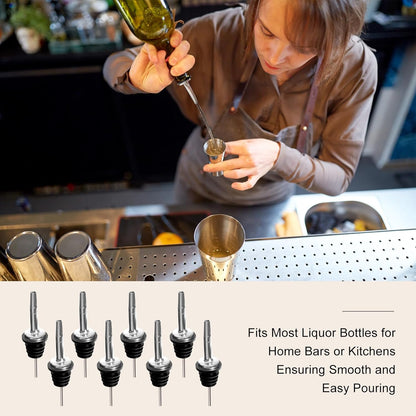Stainless Steel Bottle Pourers Tapered Liquor Pourers with Rubber Dust Caps Tapered Pour Spouts for Liquor Bottles Vinegar Bottle Dispenser for Wine Oil Beer Drink Water Bar Supplies (80)