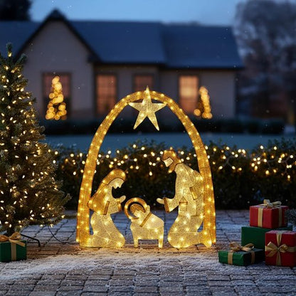 Lighted Outdoor Nativity Scene | Large Christmas Holy Family Yard Decoration for Garden & Home