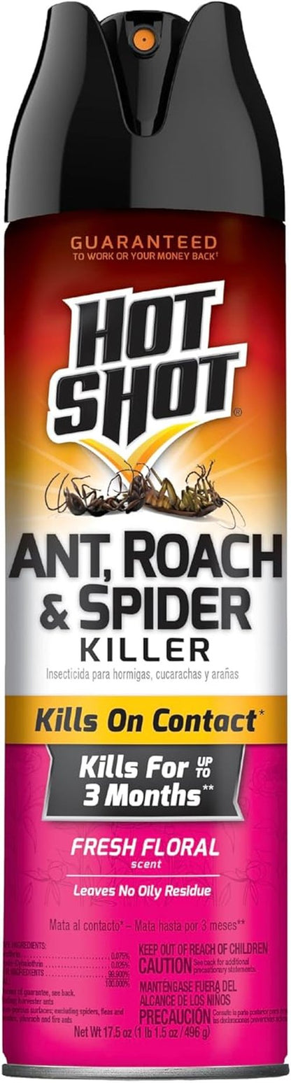Hot Shot Ant, Roach & Spider Killer - 17.5 Oz Fresh Floral Formula for Instant Insect Elimination