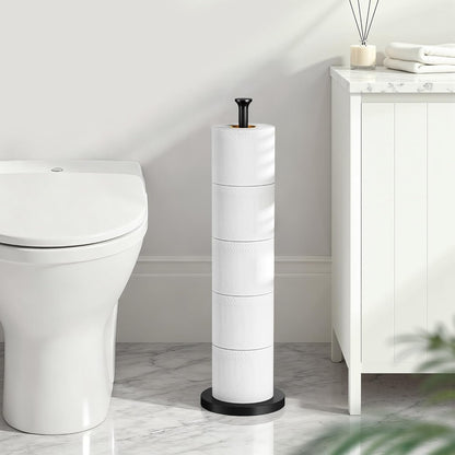 Skiennix Toilet Paper Holder Stand - Modern Free-Standing Design with Reserve Function, Stainless Steel