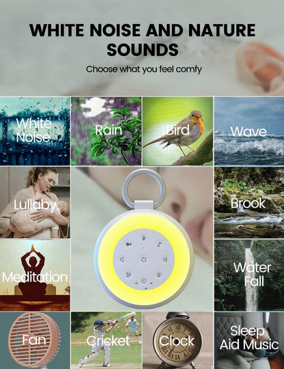 Vaydeer SA18 White Noise Machine with Recording - Portable Sound Machine & Bluetooth Speaker for Baby Adults, 24 Soothing Sounds, Night Light, Noise Canceling for Office, Sleep, Home, Travel