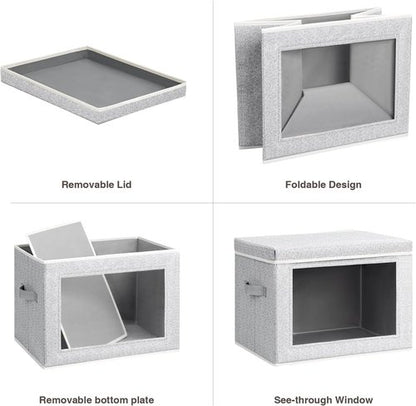 Homsorout Stackable Storage Bins - Large Fabric Organizer Baskets with Lids | 5 Pack for Closet & Living Room