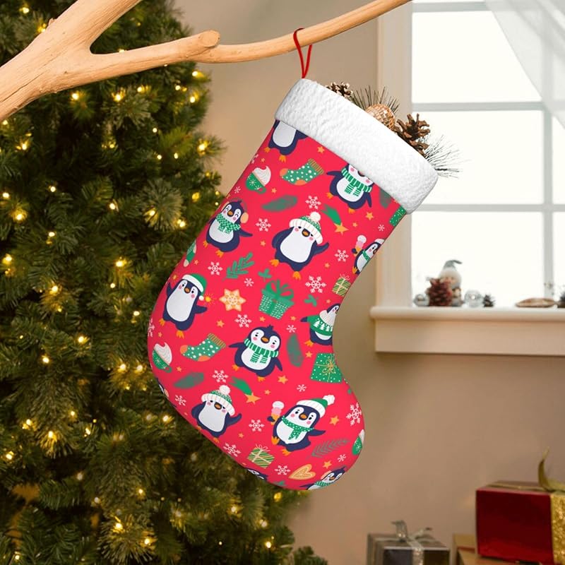 Personalized 18-Inch Christmas Stocking - Cute Funny Penguins Kids Stocking