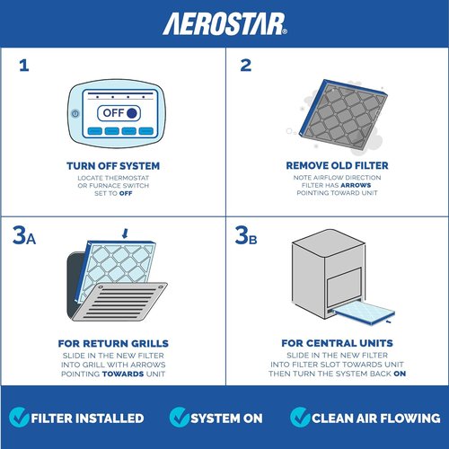 Aerostar MERV 11 Air Filter - 16x16x1 HVAC Filter for Dust & Allergies | 6 Count, Made in USA