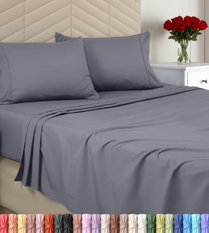 Utopia Bedding Queen Sheet Set - Ultra Soft Brushed Microfiber - Deep Pocket, Wrinkle & Fade Resistant - Grey
