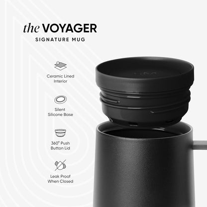 Simple Modern Voyager Signature Mug - Travel Coffee Tumbler with 360° Lid & Handle | 12oz, Blue Dune