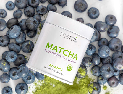 Teami Matcha Green Tea Powder - with Real Blueberry - Ceremonial Grade USDA Organic - Best for Lattes, Smoothies, Baking, Recipes, Traditional Preparation - Authentic Japanese Origin - 30g