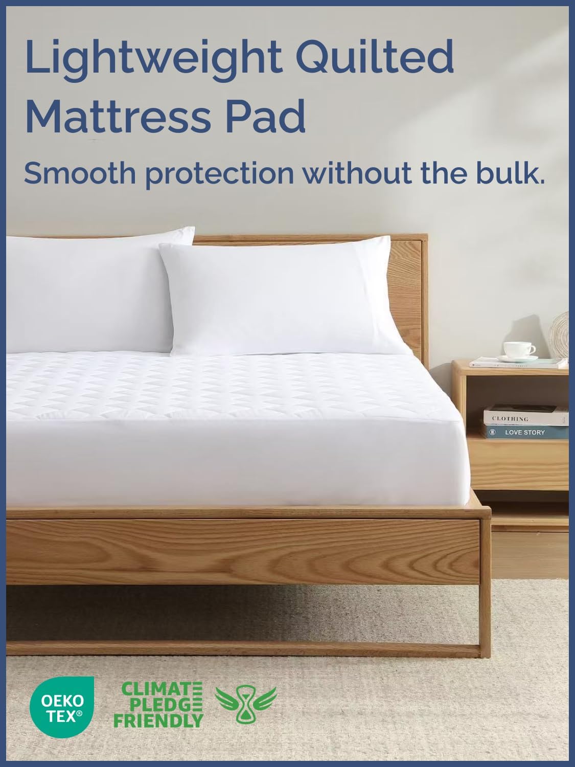 Quilted Fitted Mattress Pad Protector by [Brand Name] - Soft, Breathable Cover for Queen Size Mattresses | Fits 8-16 Inch Deep Pockets - Machine Washable, Easy-Fit Design - White