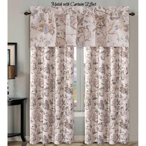 H.VERSAILTEX Blackout Curtain Valances for Kitchen Window/Living Room/Bathroom Privacy Added Rod Pocket Home Decoration Winow Valance, 52" W x 18" L, Floral in Sage and Brown