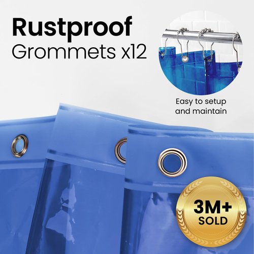 LiBa Bathroom Shower Curtain Premium PEVA Non-Toxic, Blue Clear Waterproof Plastic Shower Curtain Liner with Rust Proof Grommets 8G Bathroom Accessories 72x72