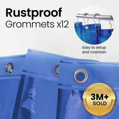 LiBa Bathroom Shower Curtain Premium PEVA Non-Toxic, Blue Clear Waterproof Plastic Shower Curtain Liner with Rust Proof Grommets 8G Bathroom Accessories 72x72