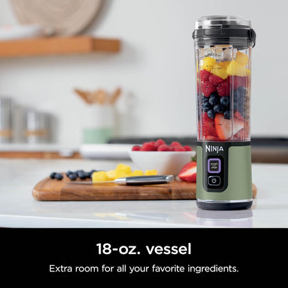 Ninja Blast Portable Blender - Cordless 18oz Personal Blender for Smoothies & Shakes | BPA Free, Leakproof Lid, USB-C Rechargeable, Olive Green