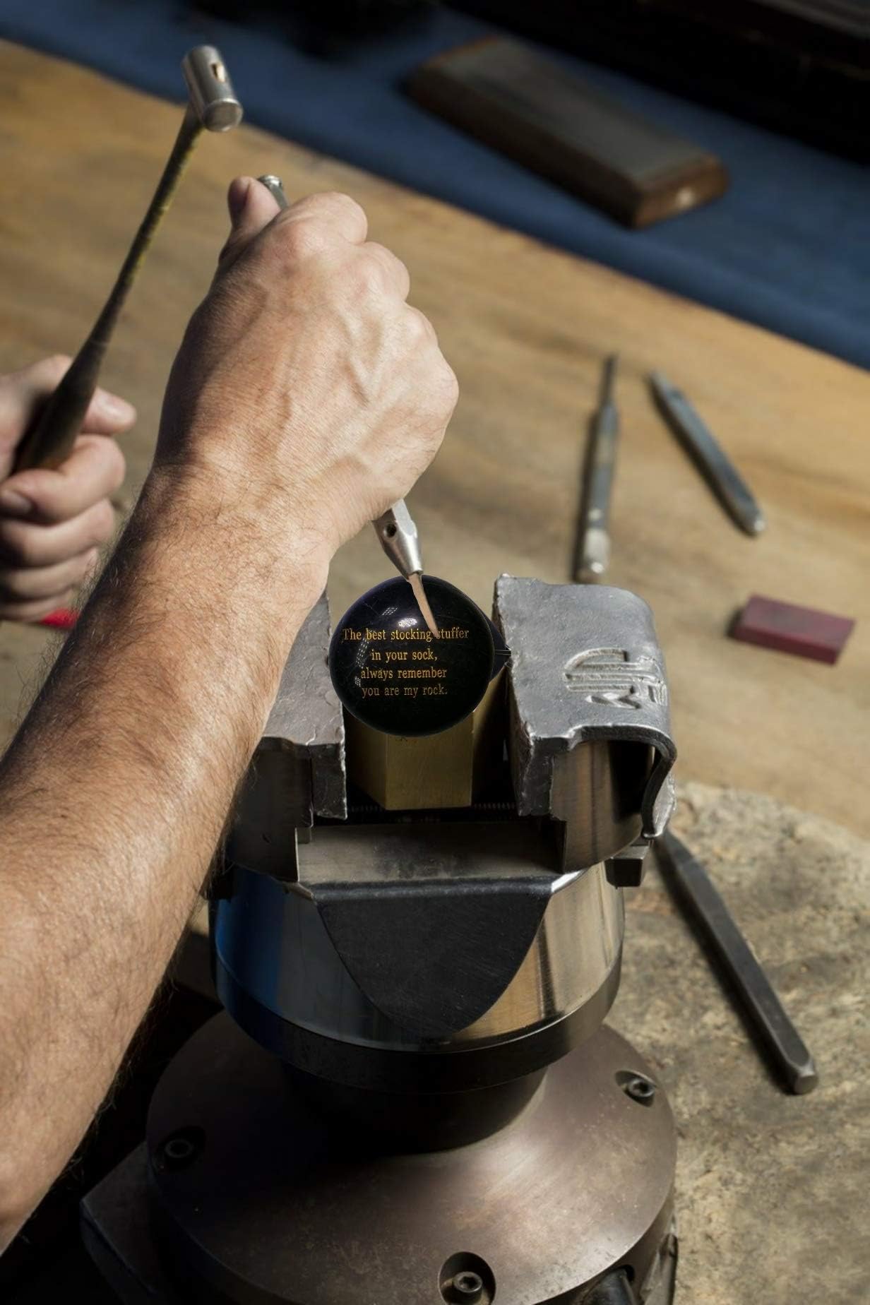 The best stocking stuffer in Your sock, always remember, you are my rock, engraved rock (Black)