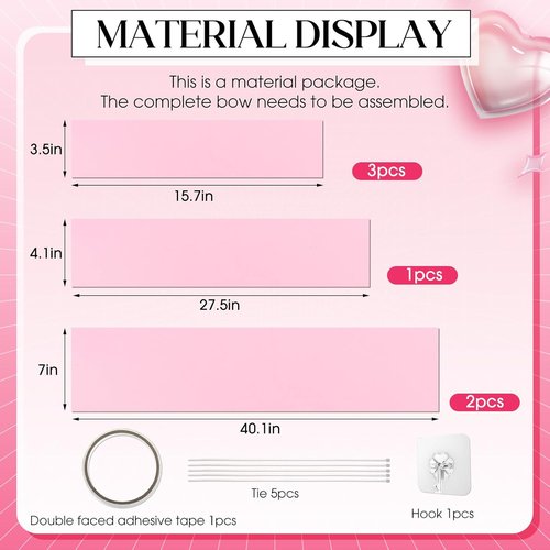 Giegxin Large Pink Bow Set - 3D Decorative Bows for Weddings, Birthdays & Christmas | 12-30 Inch Sizes