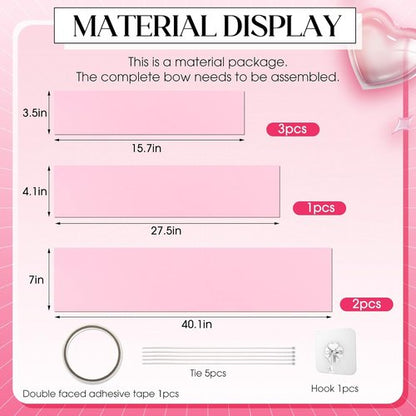 Giegxin Large Pink Bow Set - 3D Decorative Bows for Weddings, Birthdays & Christmas | 12-30 Inch Sizes