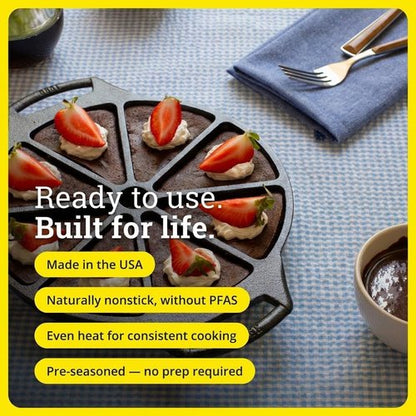 Lodge Cast Iron Wedge Pan - Versatile Cooking Tool for Perfectly Cooked Meals | Durable Design