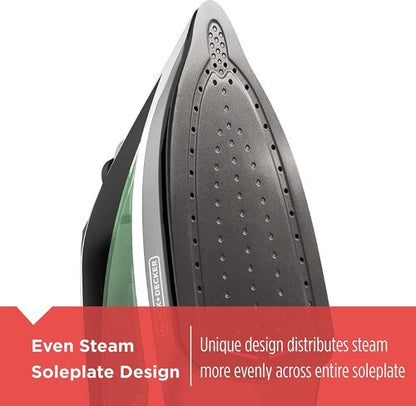 BLACK+DECKER Vitessa Advanced Steam Iron - Even Steam Nonstick Soleplate, Auto Shutoff, Green