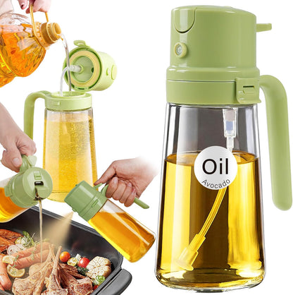 YARRAMATE Oil Sprayer - 16oz Refillable Cooking Dispenser | Food-Grade Glass, Easy Open Design (Green)