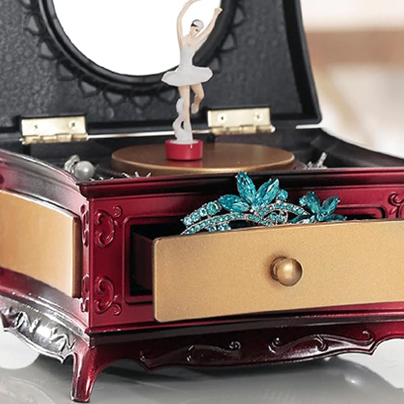 Ballerina Jewelry Box Music Box Organizer - Rotating Gift Box Decor