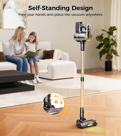RENDOW Cordless Vacuum Cleaner - 550W Powerful Suction | 65 Minutes Runtime, LED Display, Anti-Tangle for Pet Hair & Hard Floors
