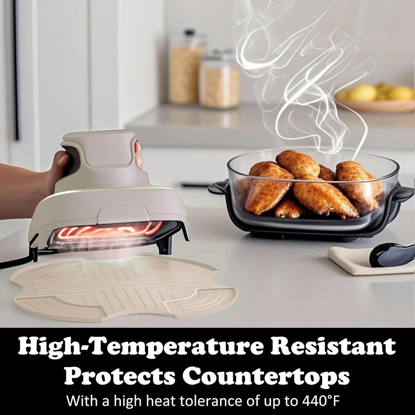 Tailored Ninja Crispi Silicone Trivet - Heat-Resistant Non-Slip Hot Pads for Air Fryer (Off White)