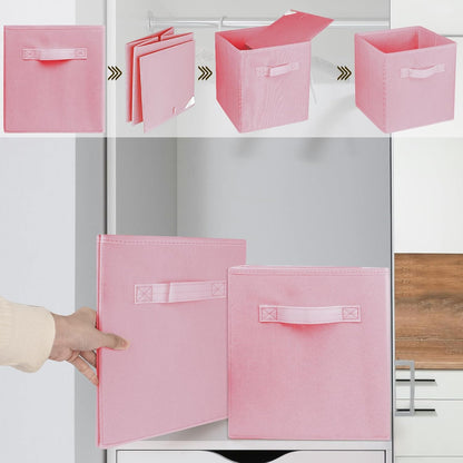 Storage Cubes by [Brand Name] - 10.5 Inch Collapsible Fabric Bins for Organized Closets & Offices | Pink