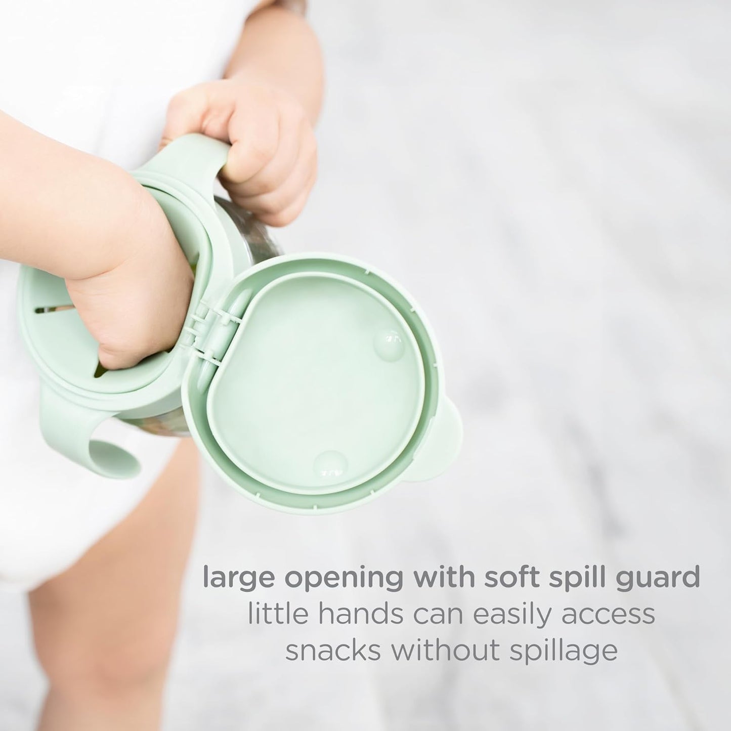 Ubbi No Spill Snack Container - BPA-Free Tritan for Kids | Toddler Snack Holder in Sage & Pink