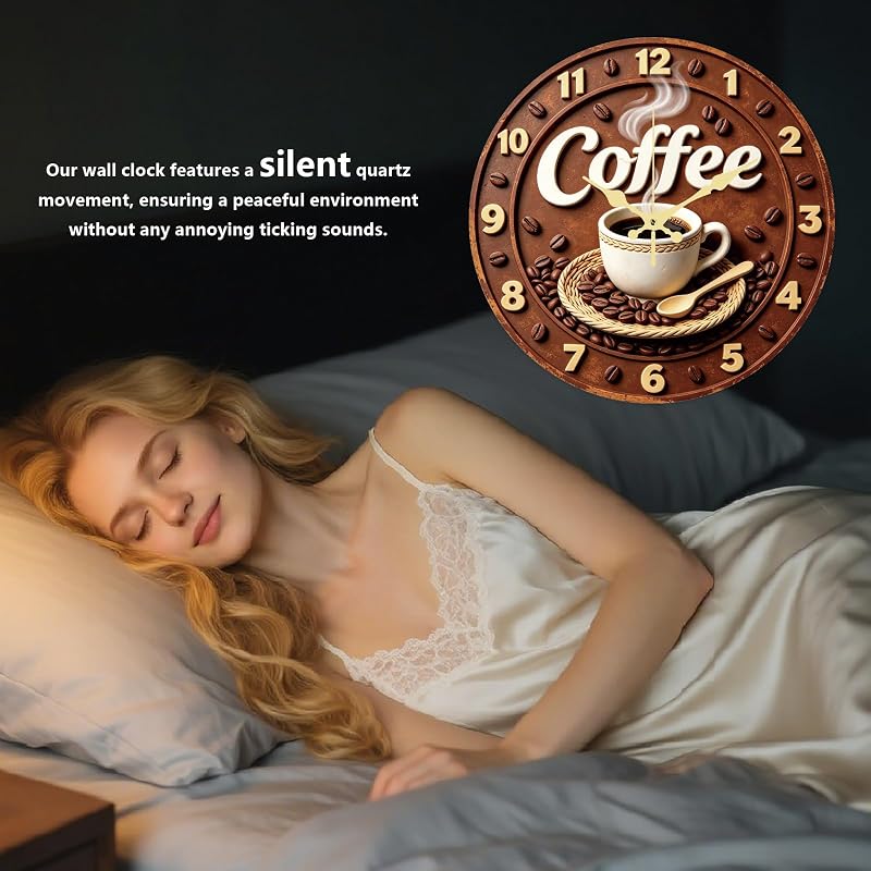 Variation of THIS listing: Coffee Pattern Coffee Wall Clock 14 Inch MDF with Golden Hands