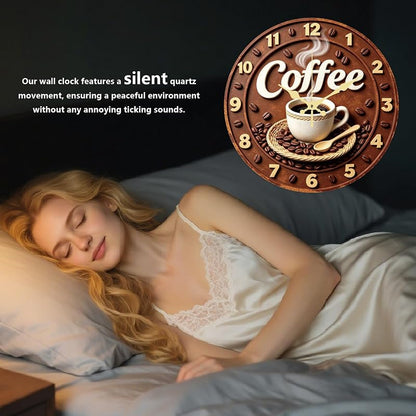 Variation of THIS listing: Coffee Pattern Coffee Wall Clock 14 Inch MDF with Golden Hands