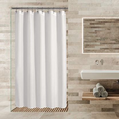 ALYVIA SPRING Stall Fabric Shower Curtain Liner Waterproof - 60" x 72", Soft & Lightweight Stall Size Shower Curtain with Magnets, Machine Washable - 60x72, White