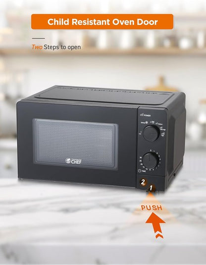 Commercial Chef 0.6 Cu. Ft. Countertop Microwave Oven - 700W Power, Mechanical Dial Controls, Black